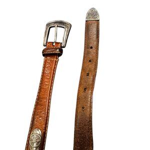 Vintage Fossil Belt – Italian Full Grain Leather w/ Golf Medallions – Size 38